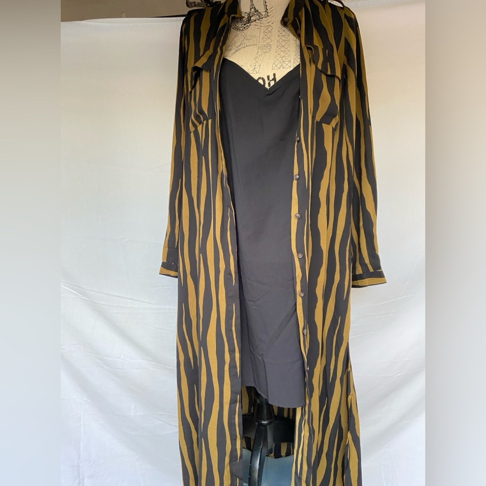 Banana Republic Navy and Tan Striped Dress